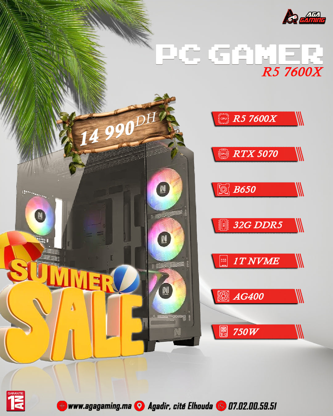 PC gamer R7 7600X - RTX 5070 PC gamer R7 7600X - RTX 5070